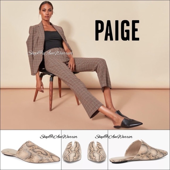 Paige NWOT leather snakeskin pointed toe mules *shop@iamwarrior - Picture 2 of 11